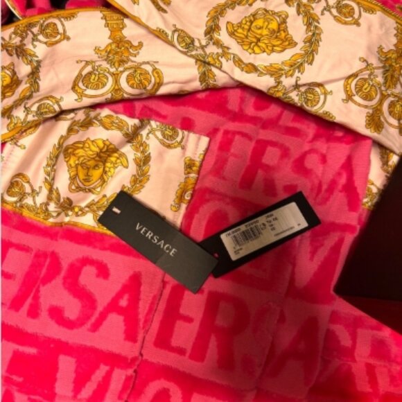 Versace Baroque Cotton pink Bathrobe - Picture 3 of 6